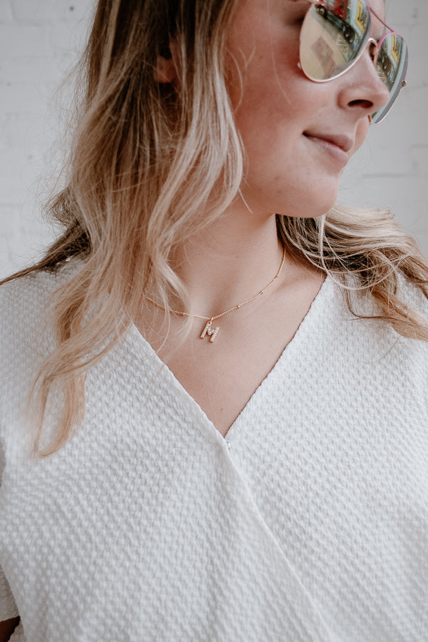 Mother of Pearl Initial Gold Necklace