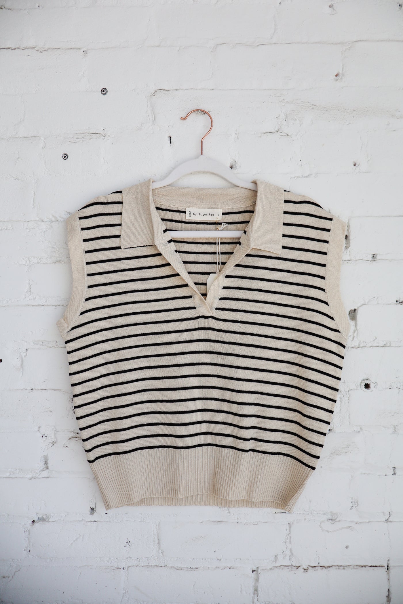 Striped Collared Vest Top