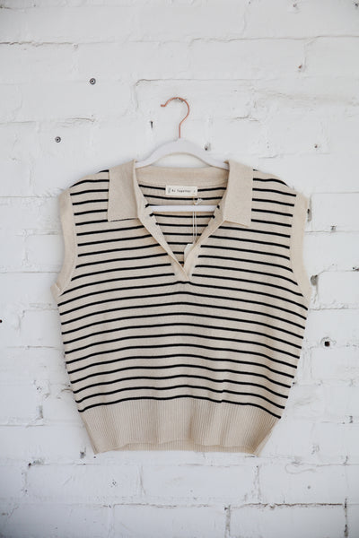 Striped Collared Vest Top