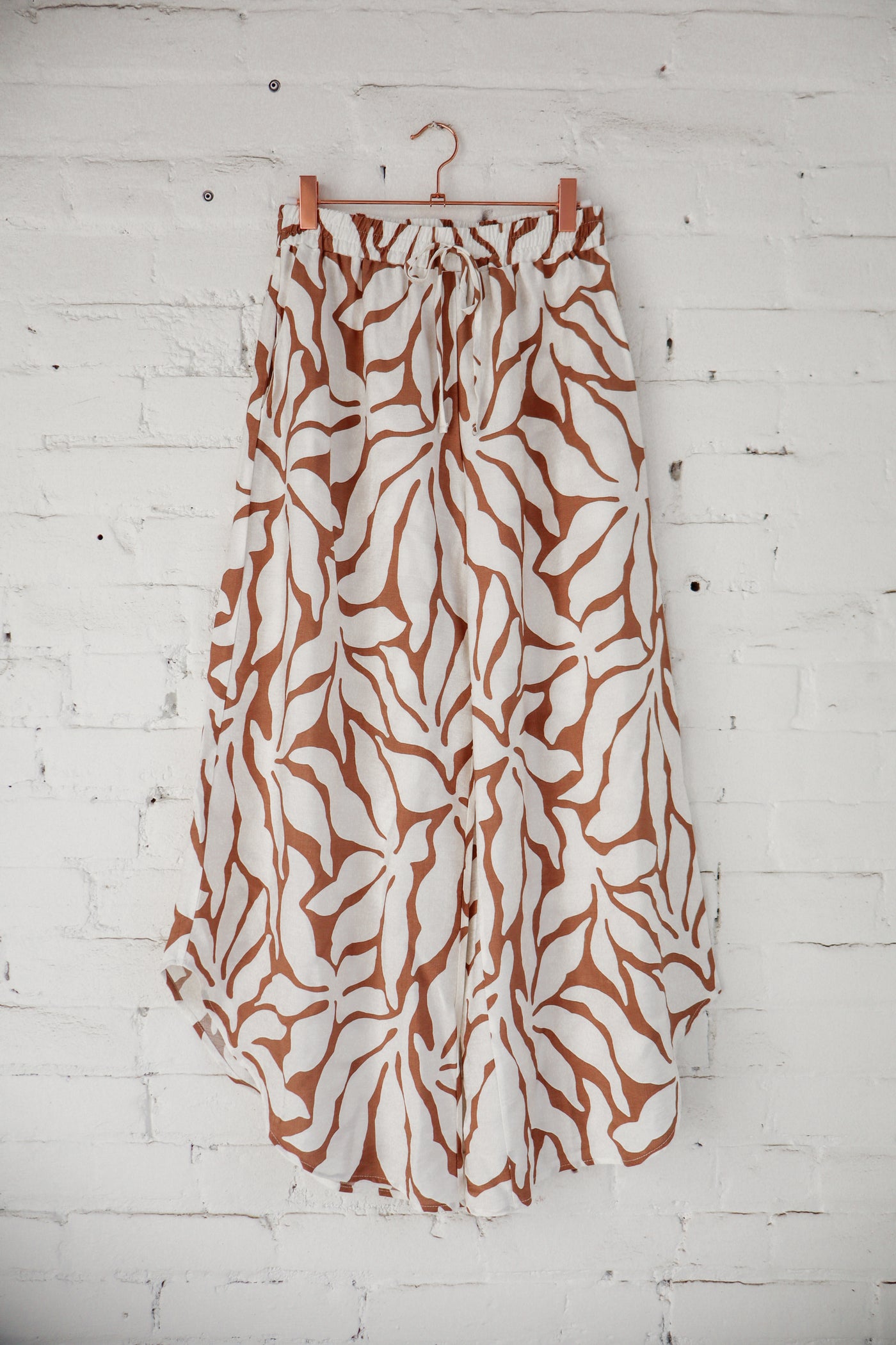 Taupe Ivory Curved Hem Pants