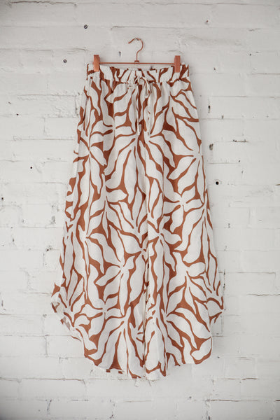 Taupe Ivory Curved Hem Pants