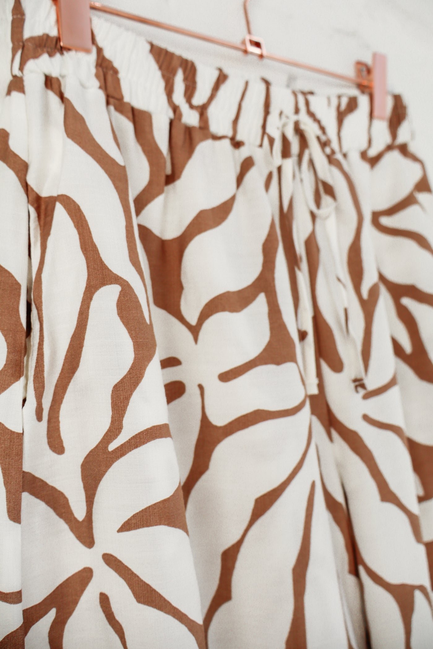 Taupe Ivory Curved Hem Pants