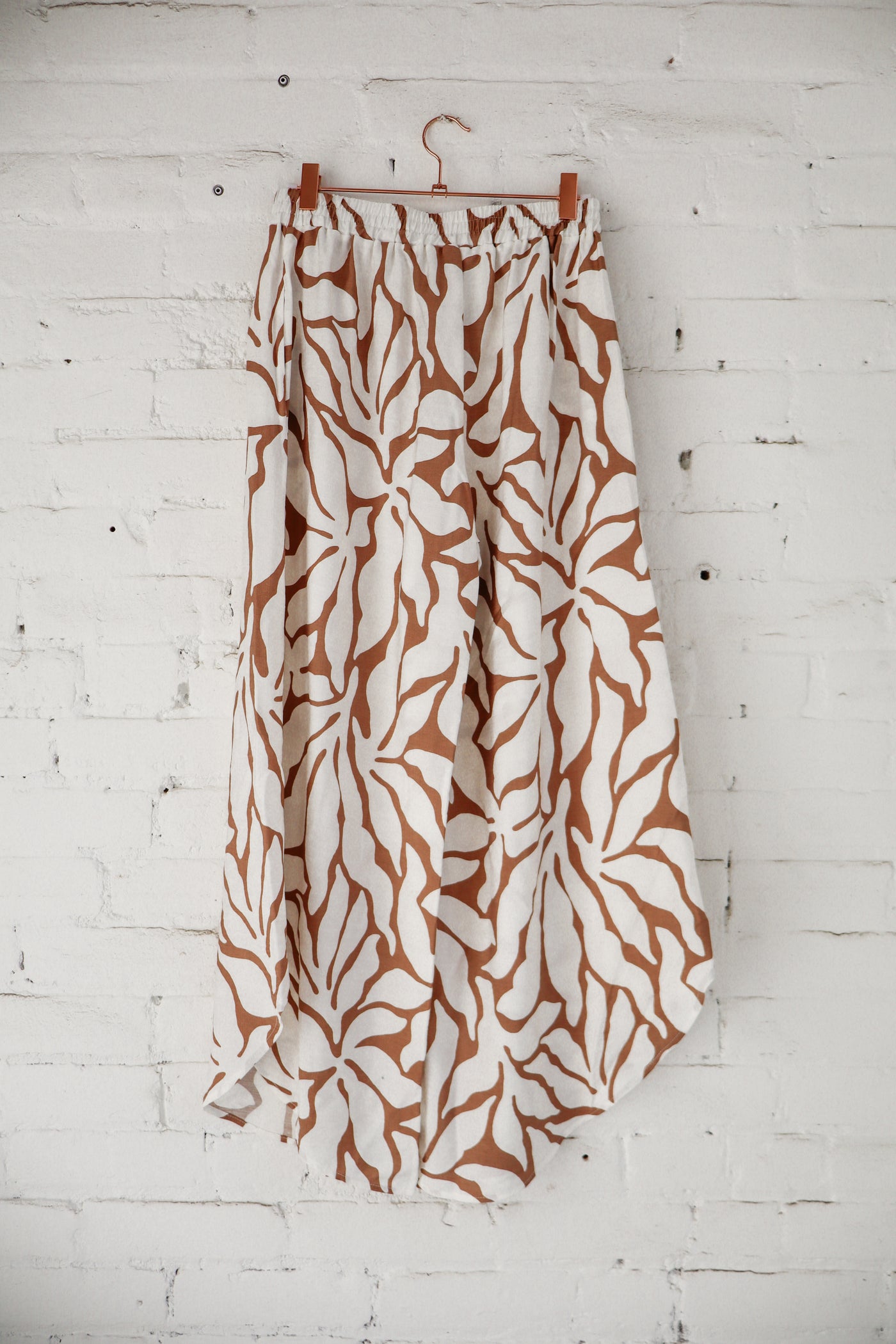 Taupe Ivory Curved Hem Pants