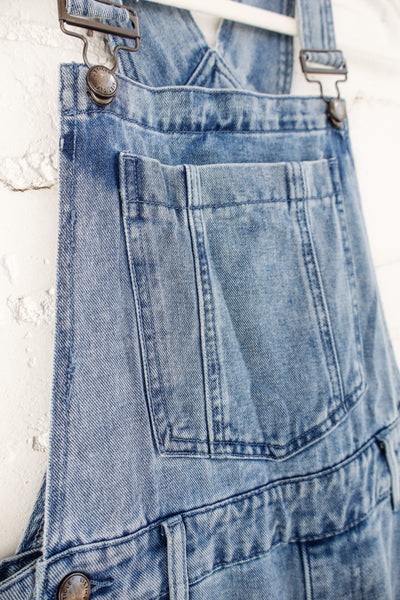 Wide-Leg Denim Overalls