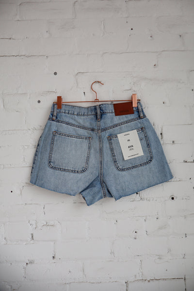 Ava High Rise A-Line Denim Shorts