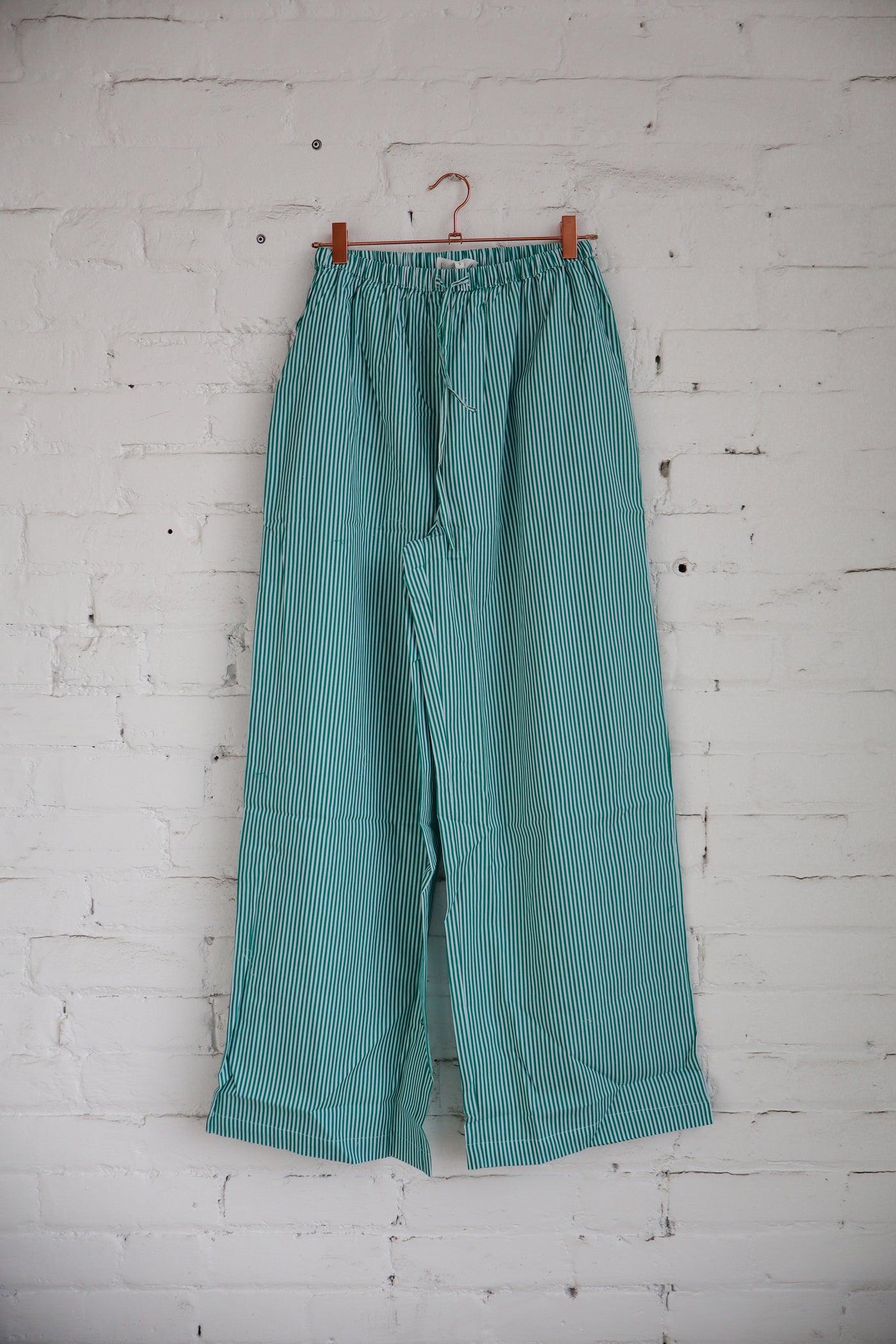 Striped Poplin Relaxed Wide Pants