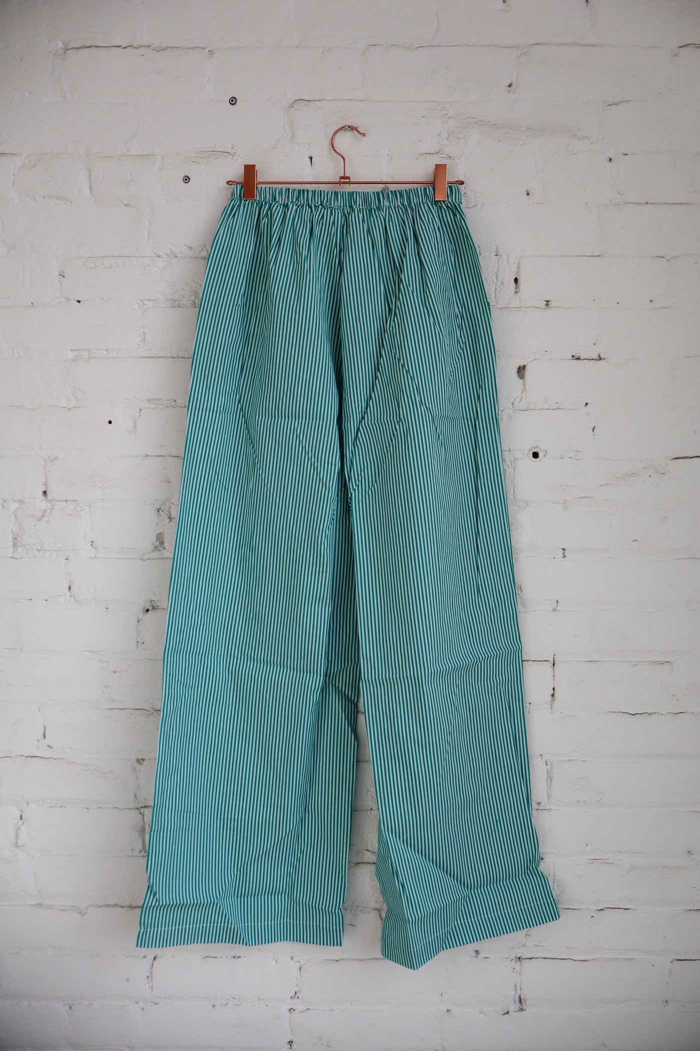Striped Poplin Relaxed Wide Pants
