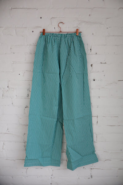 Striped Poplin Relaxed Wide Pants