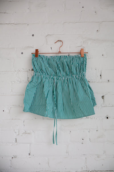 Striped Poplin Front Tie Tube Top