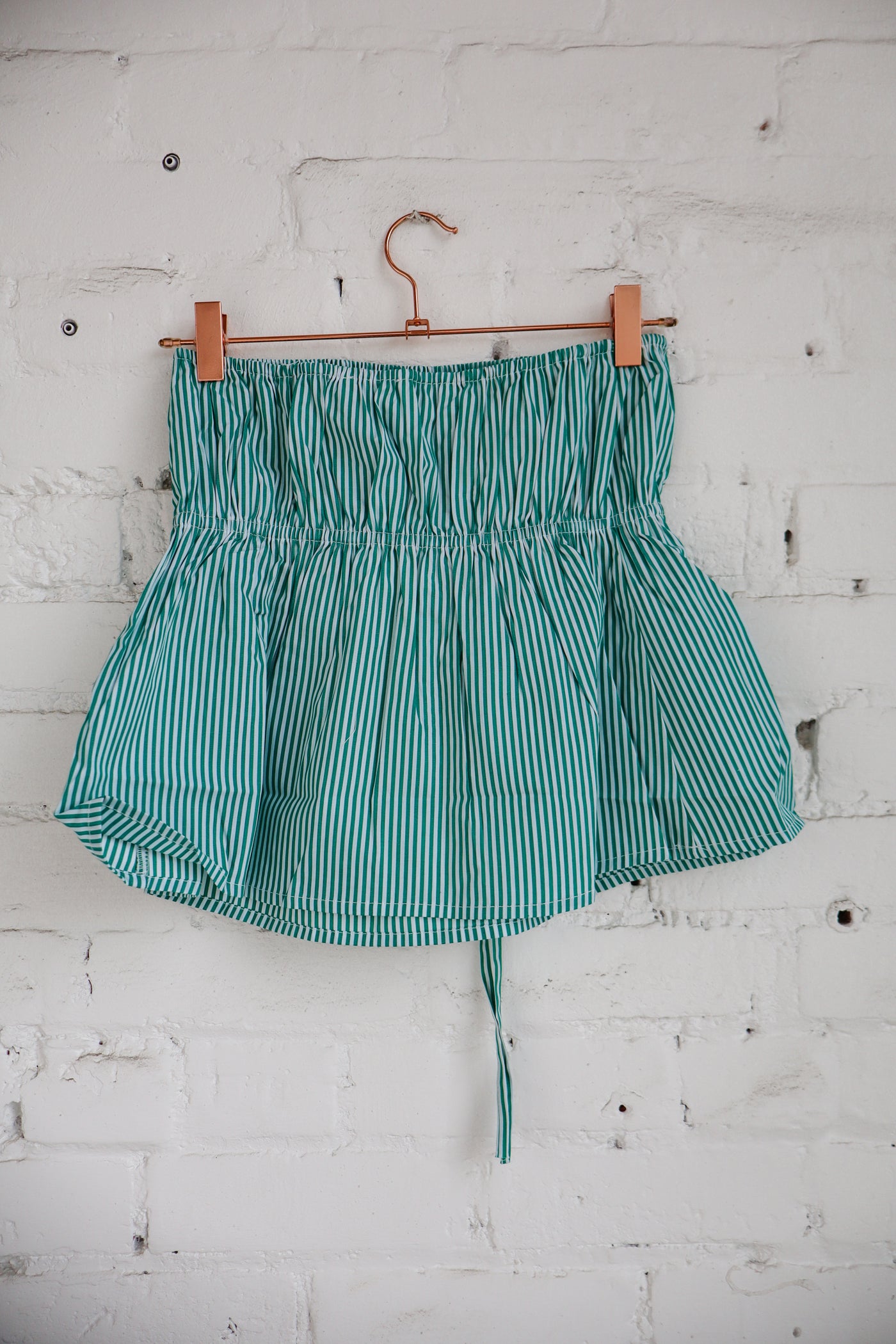 Striped Poplin Front Tie Tube Top