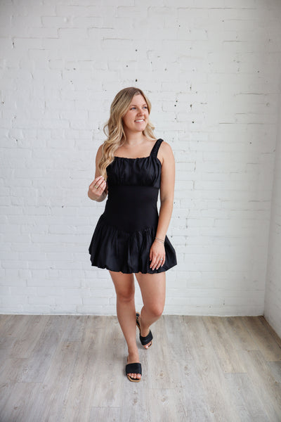 Ruffled Bubble-Hem Mini Dress