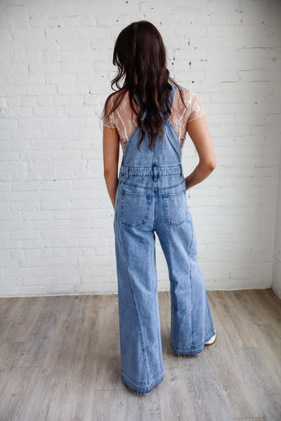 Wide-Leg Denim Overalls