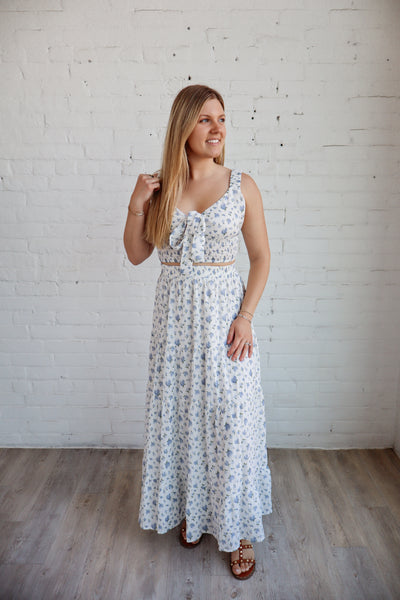 Delicate Floral Top & Skirt Set