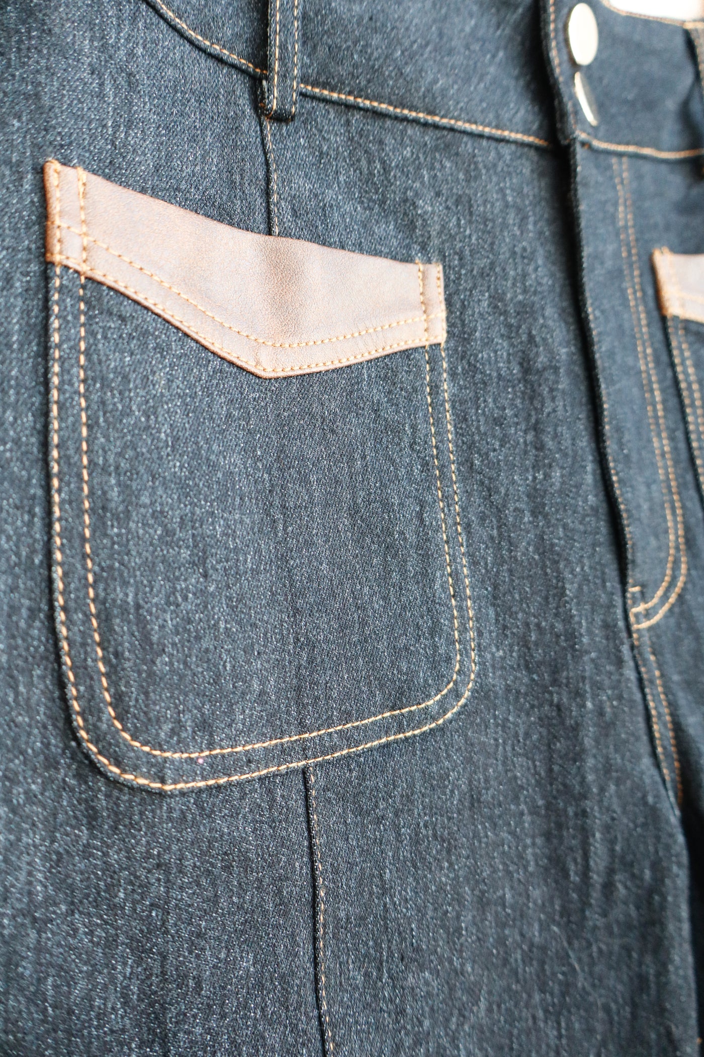 Denim Pants With Leather Accents