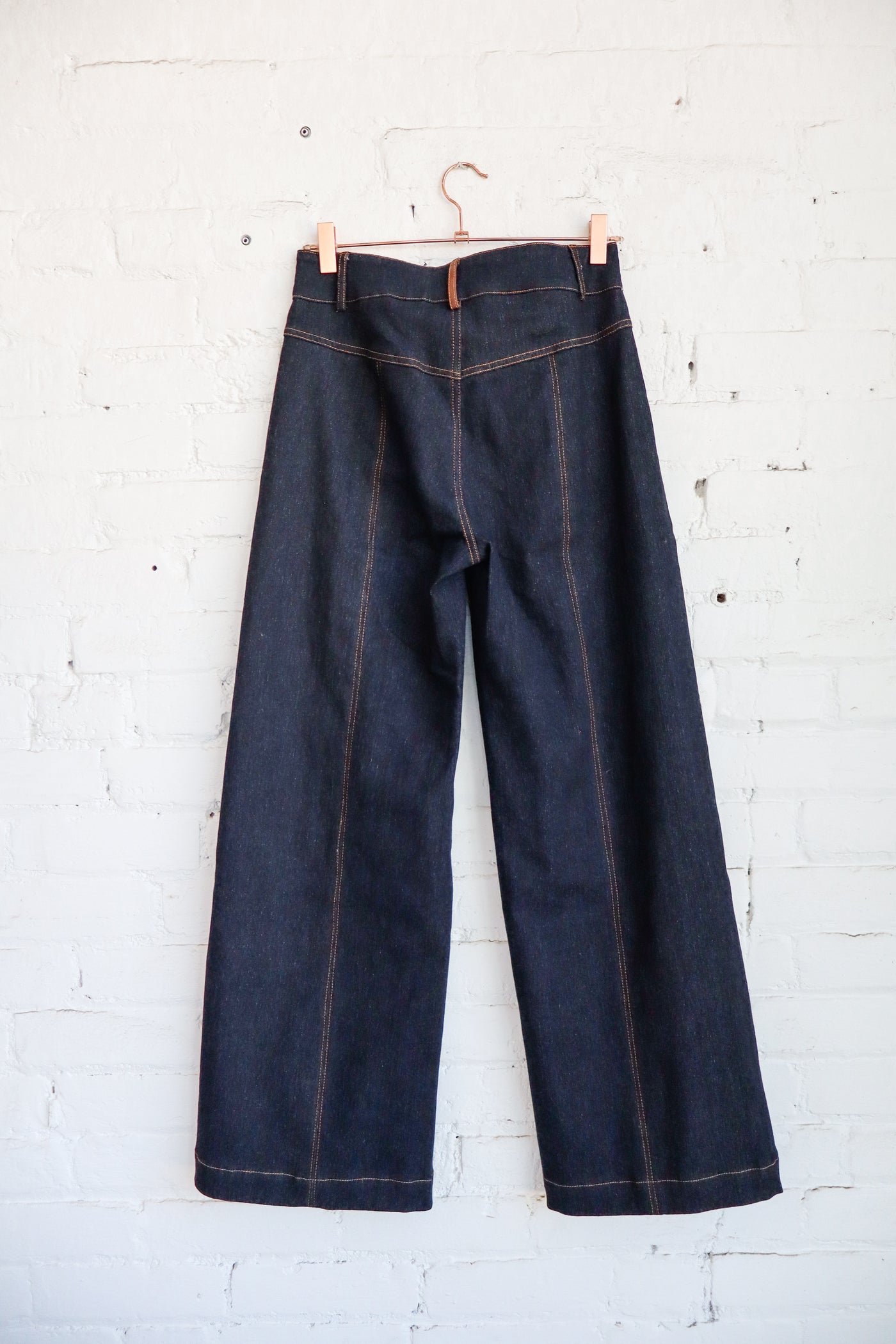 Denim Pants With Leather Accents
