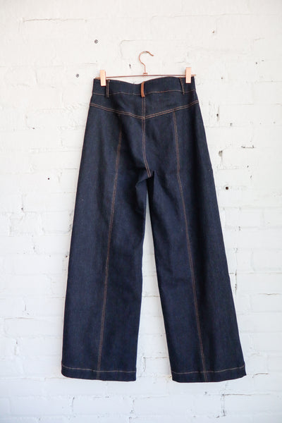 Denim Pants With Leather Accents
