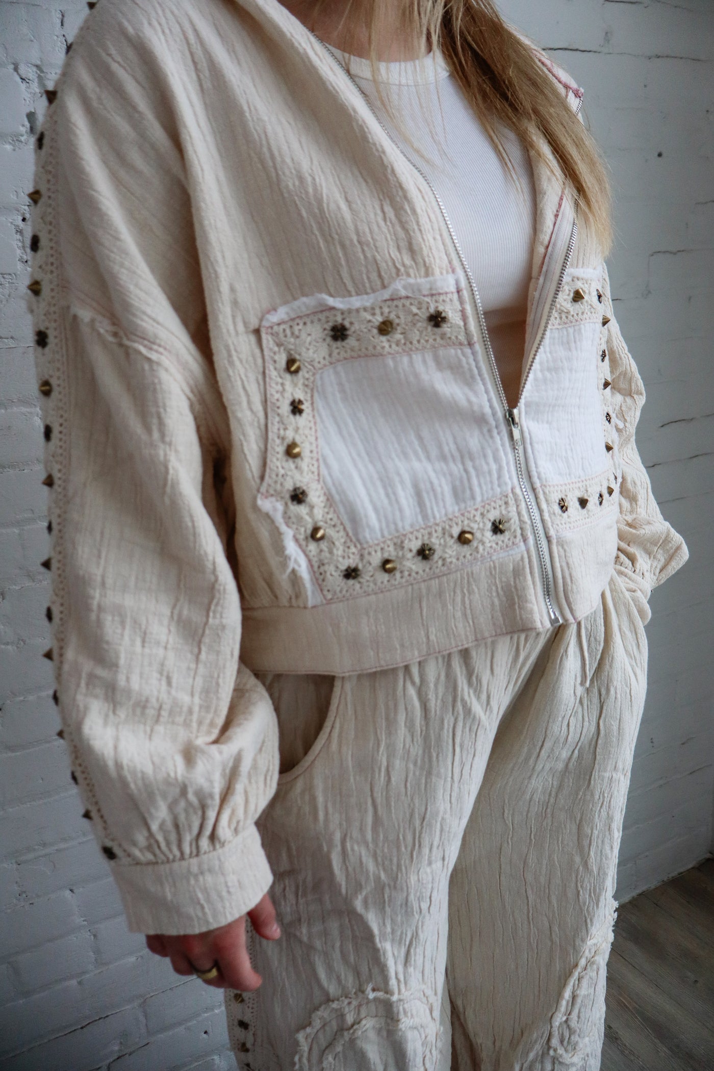 Gauze Balloon Sleeve Hoodie