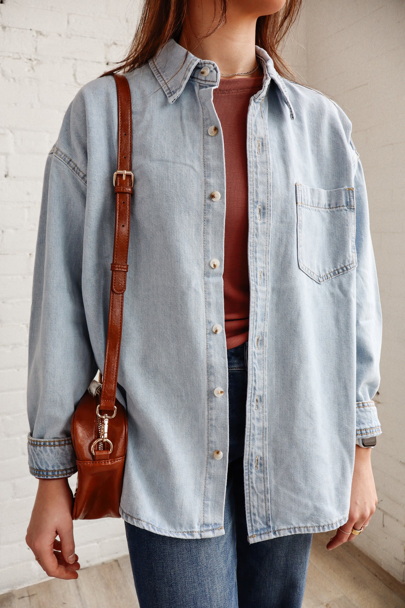 Washed Denim Button-Up
