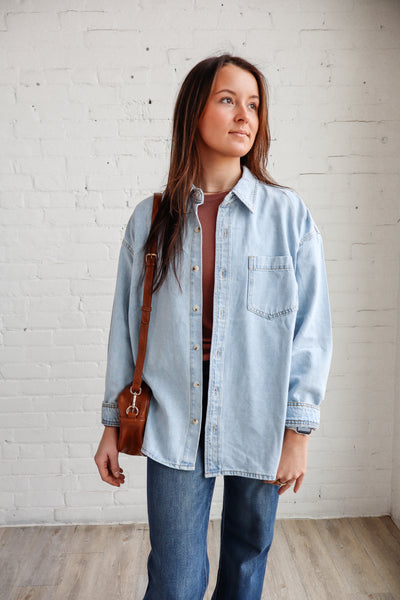 Washed Denim Button-Up