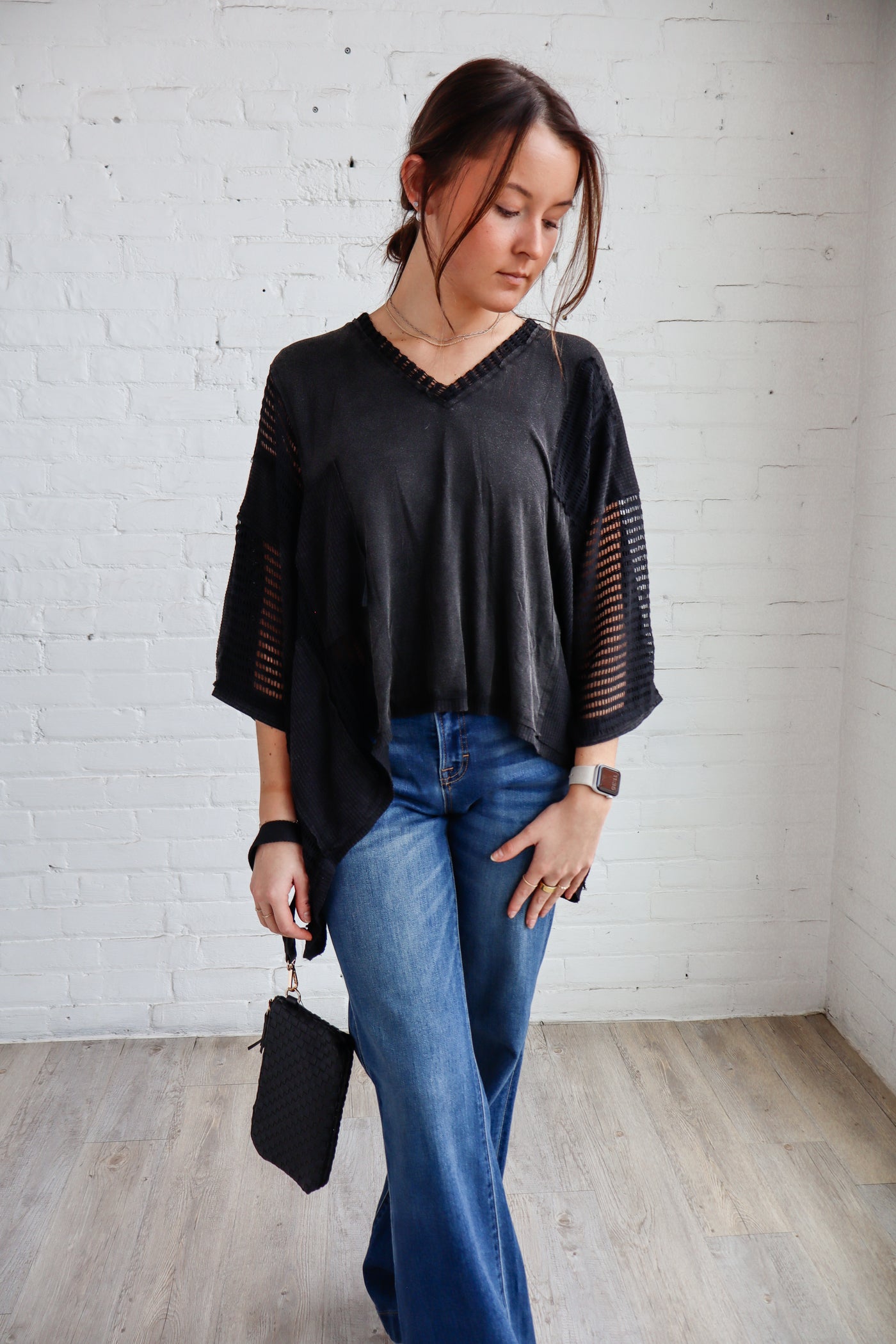 Black Knit Oversized Top
