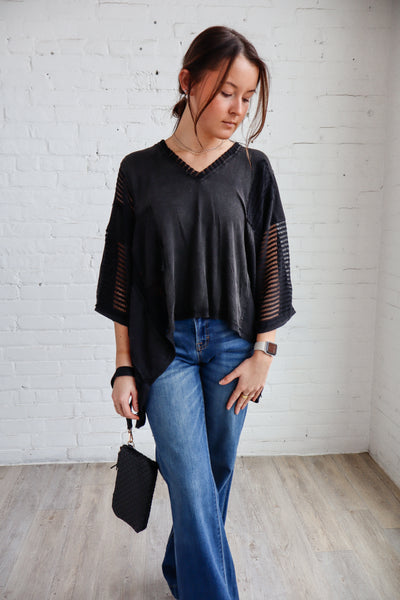 Black Knit Oversized Top