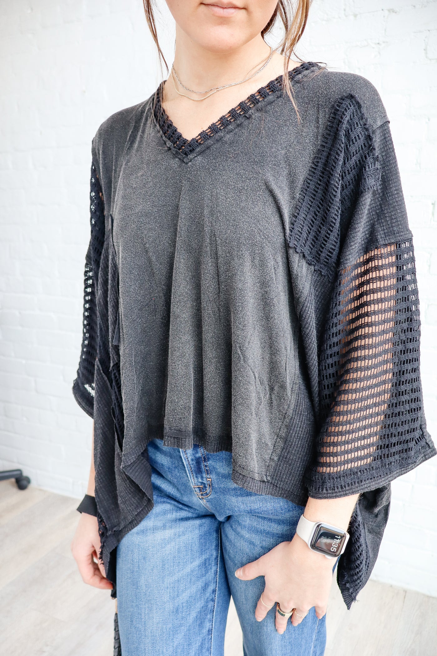 Black Knit Oversized Top