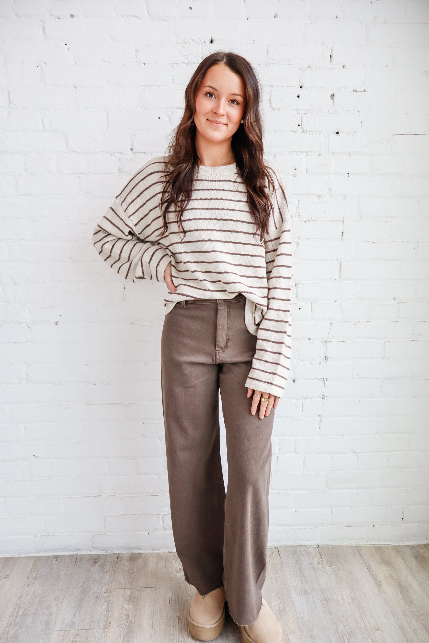 Brown Wide Leg Denim