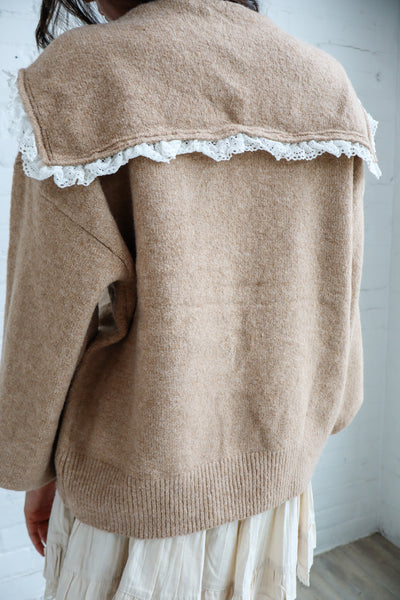 Oversized Lace Collar Cardigan