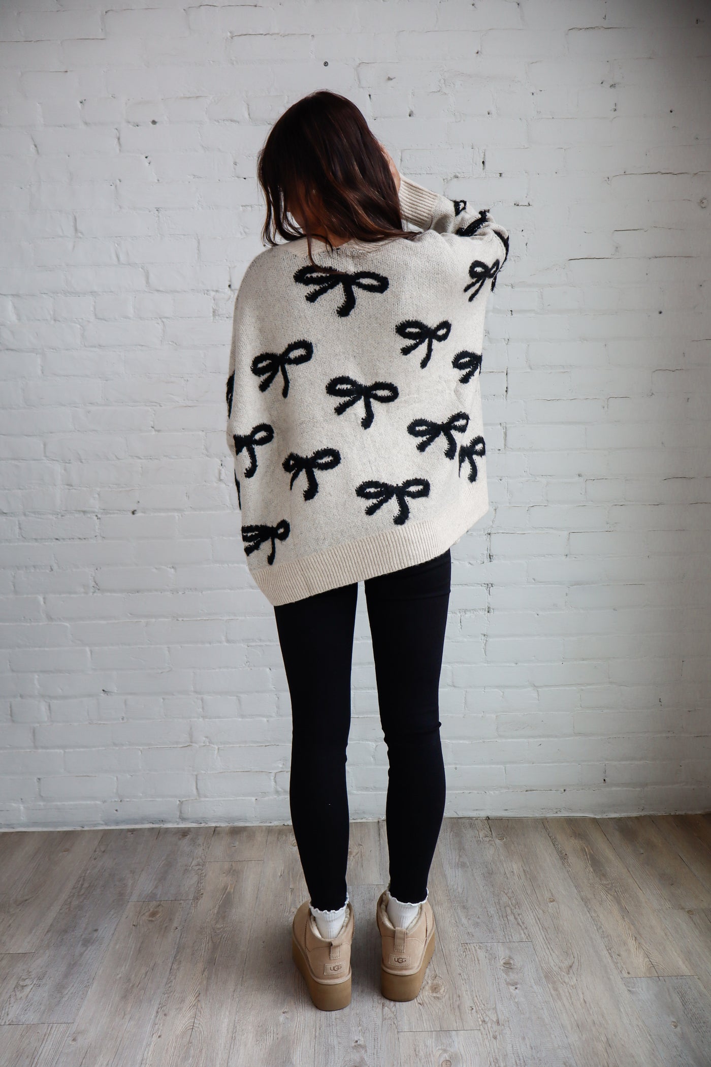 Tan & Black Bow Cardigan