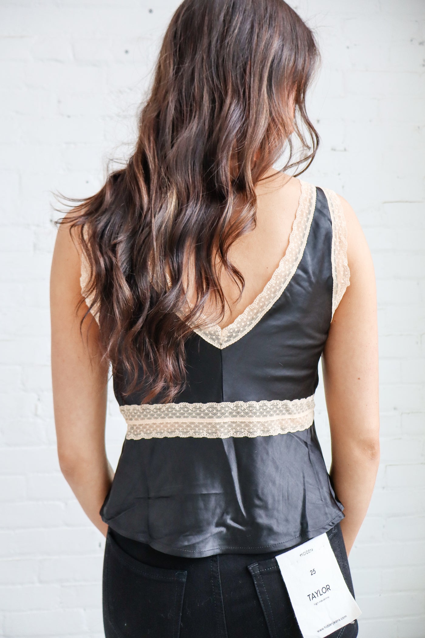 Satin Lace Trimmed V-Neck Cami