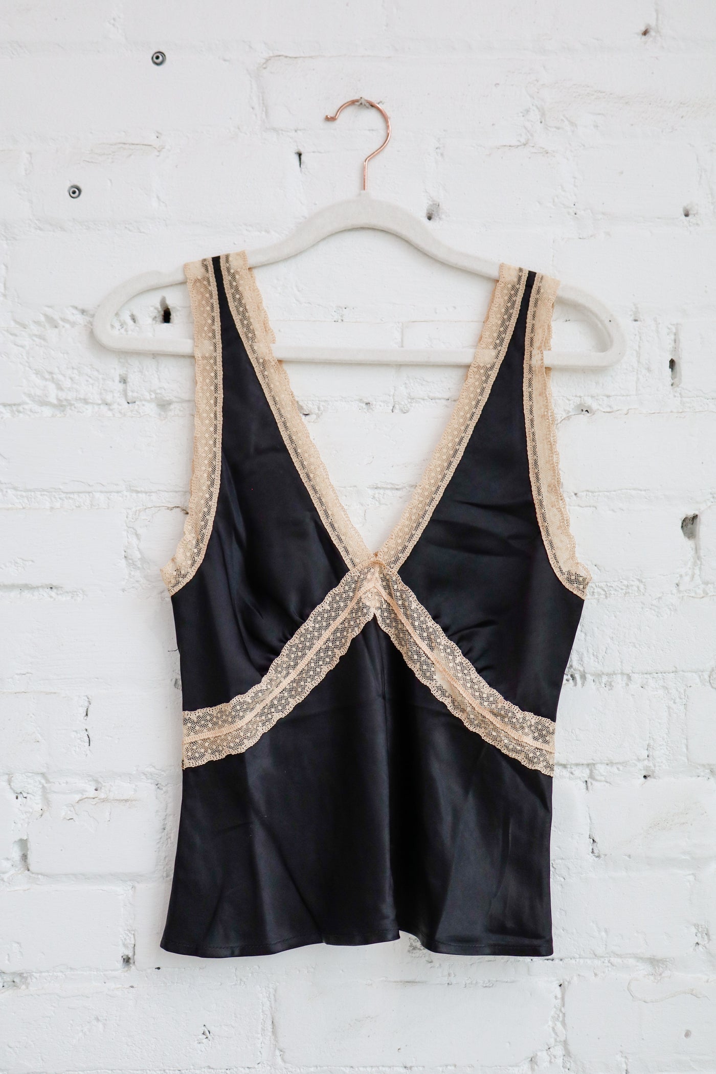 Satin Lace Trimmed V-Neck Cami