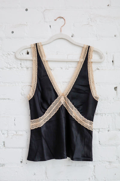 Satin Lace Trimmed V-Neck Cami