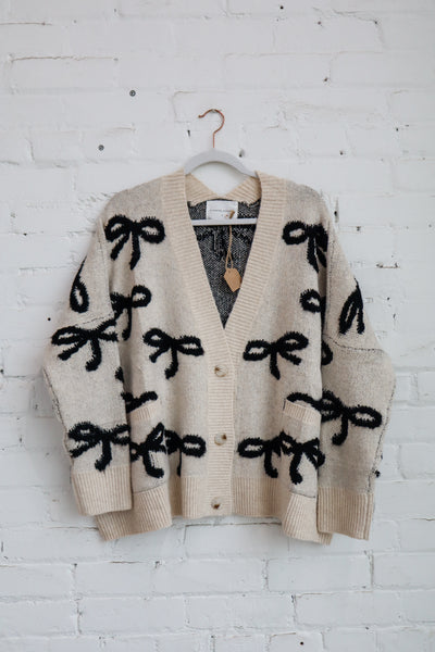 Tan & Black Bow Cardigan