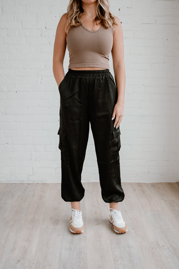 Satin Cargo Joggers