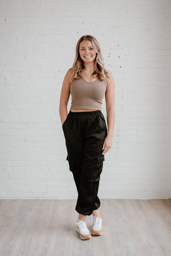 Satin Cargo Joggers